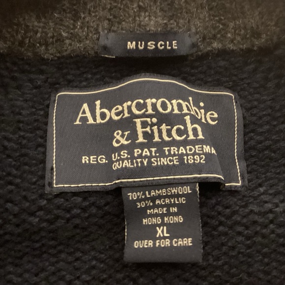 Vintage 90s Abercrombie & Fitch Mens Muscle Lambswool zip up Sweater size XL - Picture 6 of 9
